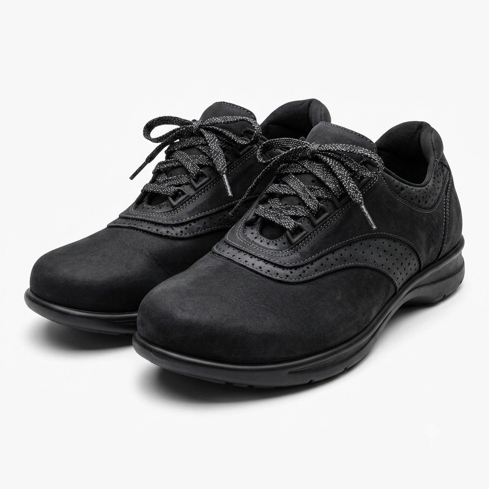 SAS Walk Easy Freetime Womens 9.5 W Black Nubuck Leather Walking Shoes‎ USA Made
